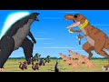 What if poor godzilla shin kong vs rich dinosaur 2 rich  poor conflicts  funny cartoon