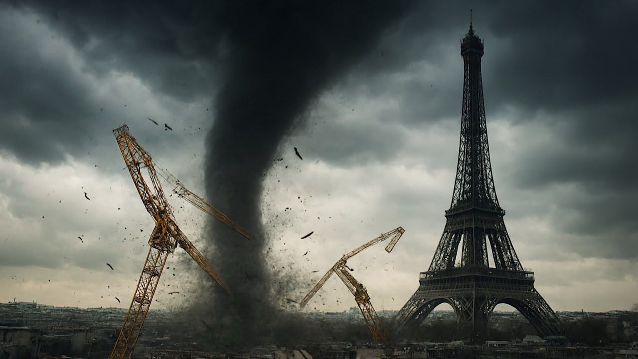Торнадо в Париже: падают краны, слетают крыши, во Франции царит хаос