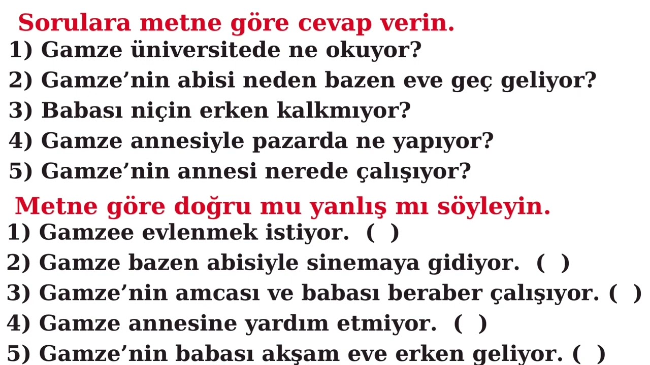 A1 Türkçe dinleme sınavı- A1 Turkish listening exam