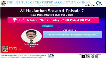 AI Hackathon S4 E7 UC2 – AI powered Enterprise Performance Management – CA. Suryakiron Emani