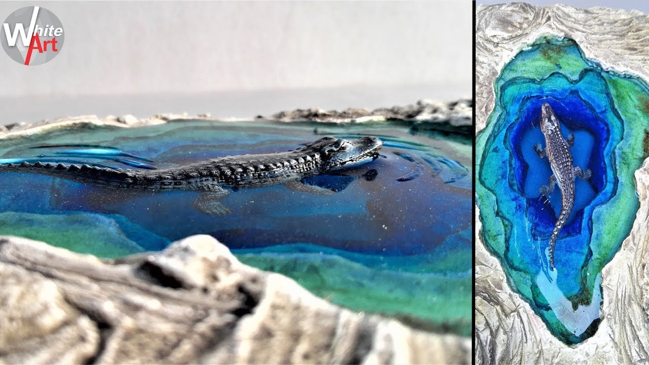 How To Make Topography Lake In Desert Alligator Resin Art Diorama 