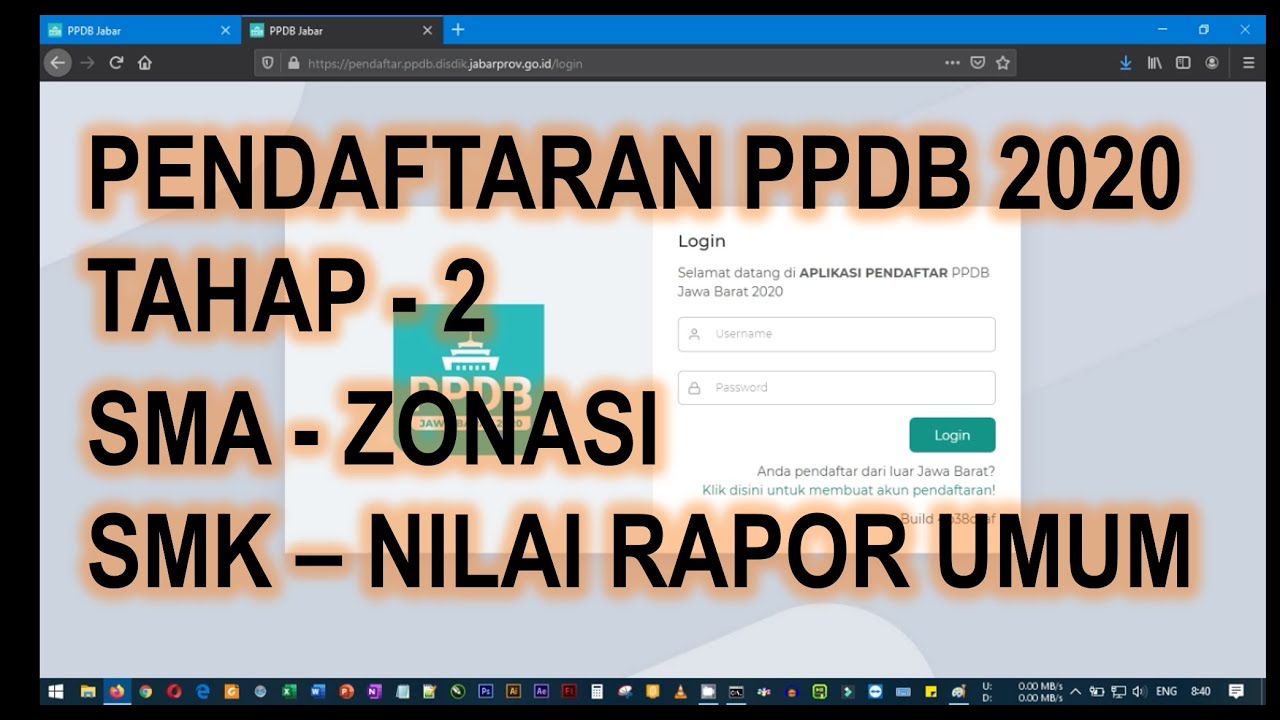 Cara Singkat Pendaftaran PPDB Jabar 2020 Tahap 2 - SMA dan SMK - YouTube