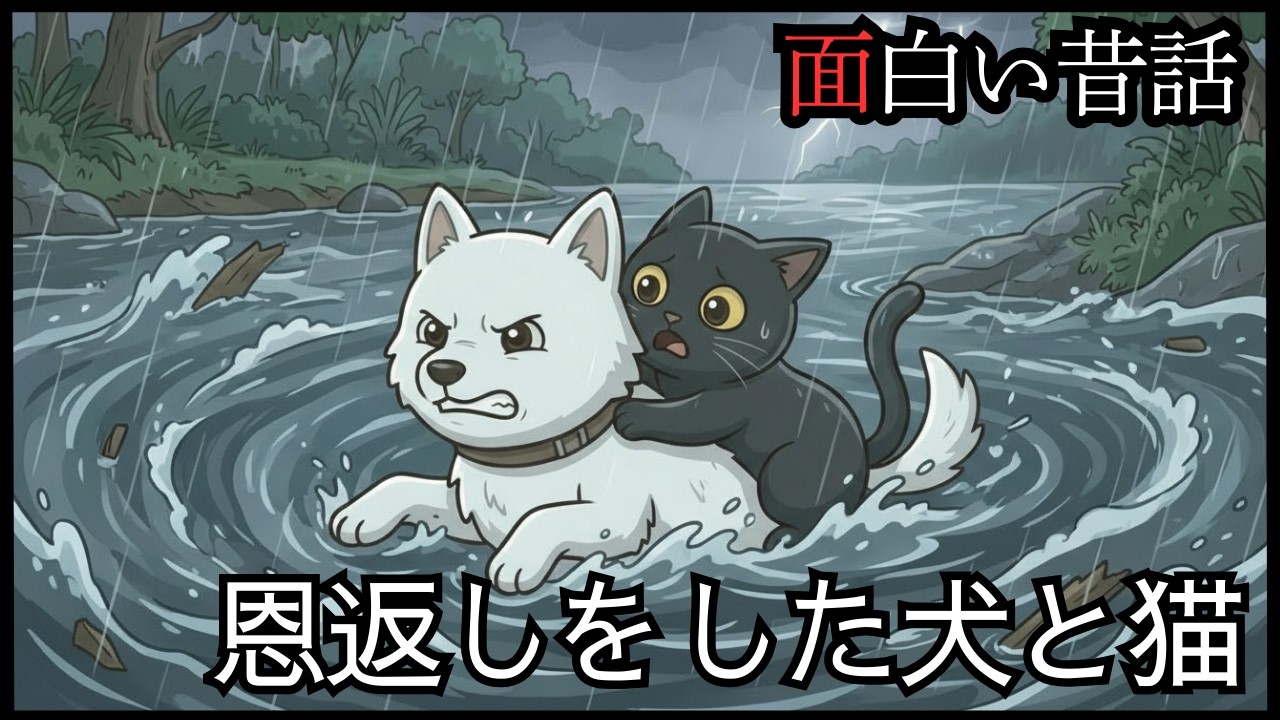 恩返しのための犬と猫の奇妙な旅 (楽しい昔話)