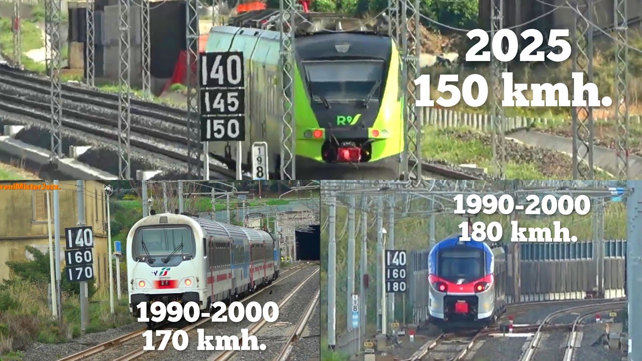 Progresso oppure regresso?Linee ferroviarie a confronto da 180 kmh nel 1990 a 150 kmh nel 2025.