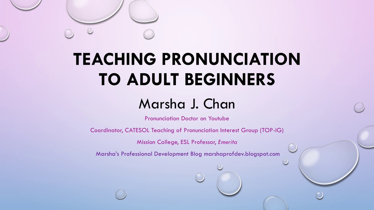 Invitation to view Teaching Pronunciation to Adult Beginners YouTube