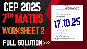 Class 7th Math |Worksheet 2  Full Solution CEP 2025 | Competency Enhancement Plan|PSEB