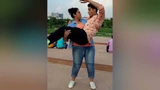 fm carry 24 | girl lifting her boyfriend | Cradle carry her boyfriend | tik tok girl lifting men