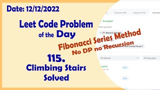 70 || Climbing Stairs || Leetcode Daily Challenge