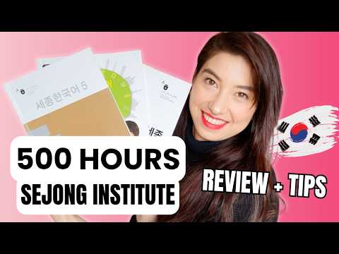 A YouTube thumbnail for kimincoree's English-language review of studying at a King Sejong Institute.