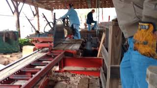 Antique Frick Sawmill in operation. Powered by 605 cubic inch Minneapolis Molene  engine