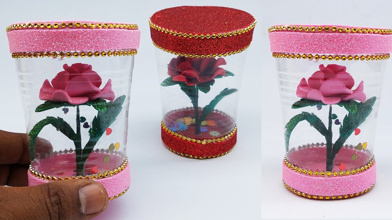 DIY Rose Flower Showpiece Birthday Gift Ideas Flower Showpiece Making at Home YouTube