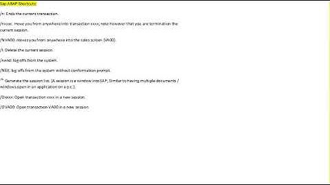 Sap abap shortcuts