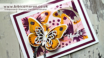 Easy patterned background masking technique + watercolor wings stampin up