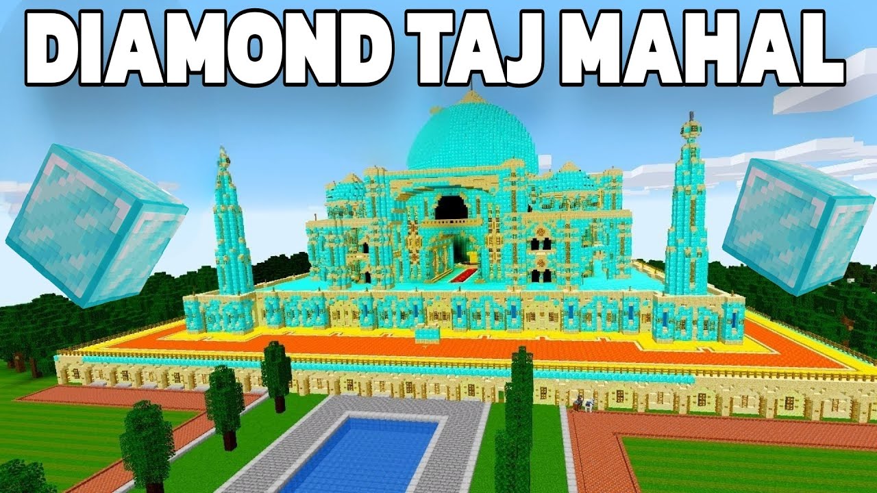 I built emerald and gold Taj Mahal in Minecraft hardcore PE - YouTube