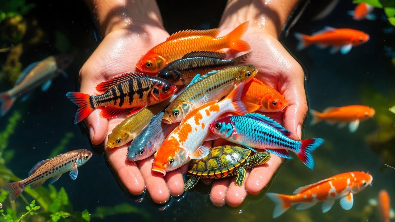 Catch Colorful Aquarium Fish in Giant Colorful Egg | Baby Turtle, Eel, Carp, Koi #1
