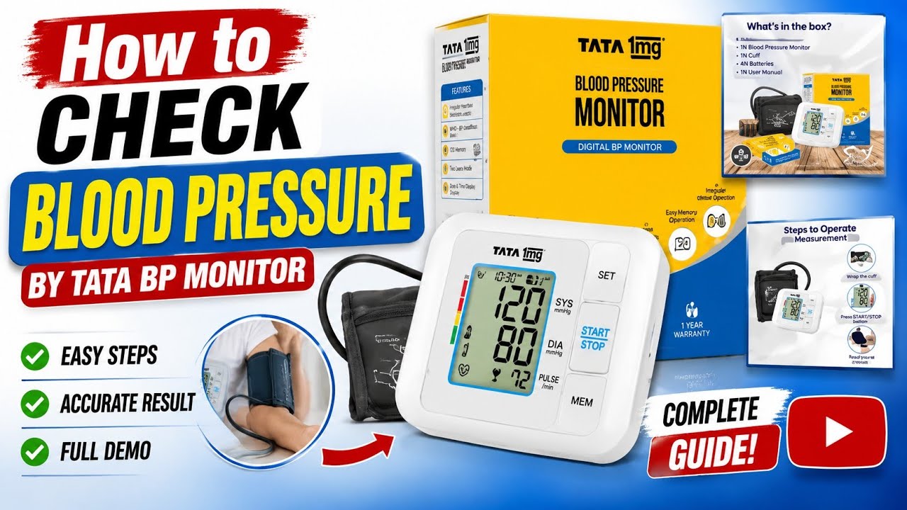 Think Bp How to check blood pressure by digital BP monitors (Tata BP) - YouTube