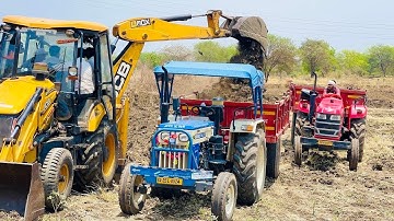 Mahindra Arjun 555 | Swaraj | Sonalika Working with JCB 3dx Backhoe #jcbvideo #tractorvideo #jcb3dx 