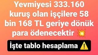 Yevmiyesi 333 Tl Olan Işçilere Geriye Dönük Net 58 Bin 168 Tl Para Ödemesi Yapılacaktır