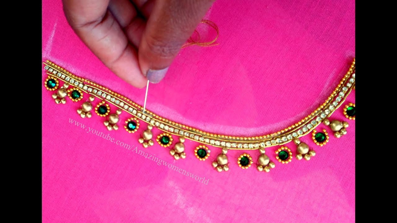 #7 మామూలు సూది తో ఎంబ్రాయిడరీ అందమైన బ్రైడల్ బ్లౌజ్ || Aari|Maggam Work Blouse Design