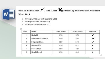 how to insert tick symbol and cross symbol in Microsoft word by three ways