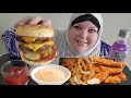 DOUBLE CHEESEBURGER CRUNCHY ONION RINGS AMD DIP AND CHICKEN TENDERS MUKBANG