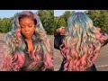 UNICORN COLOR LACE MELT DOWN + PIN CURLS + TRYING THE BALD CAP METHOD FOR FIRST TIME  | Eullair Hair