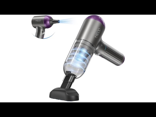 MECO ELEVERDE Aspirateur Voiture 4 En 1 Sans Fil 18KPa – Mini Aspirateur Souffleur LED Violet