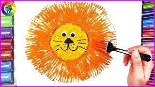 Learn How to Paint Lion using Fork ⎮ Lion coloring and drawing for Kids ⎮ KIDKIDS TV #kids