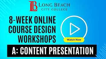 8-Week Course Design for Online Teaching: Workshop A: Content Presentation