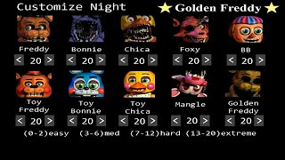 10/20 EXTREME MODE! | FIVE NIGHTS AT FREDDY'S 2 | GOLDEN FREDDY | MODO 10/20 | CUSTOMIZE NIGHT |