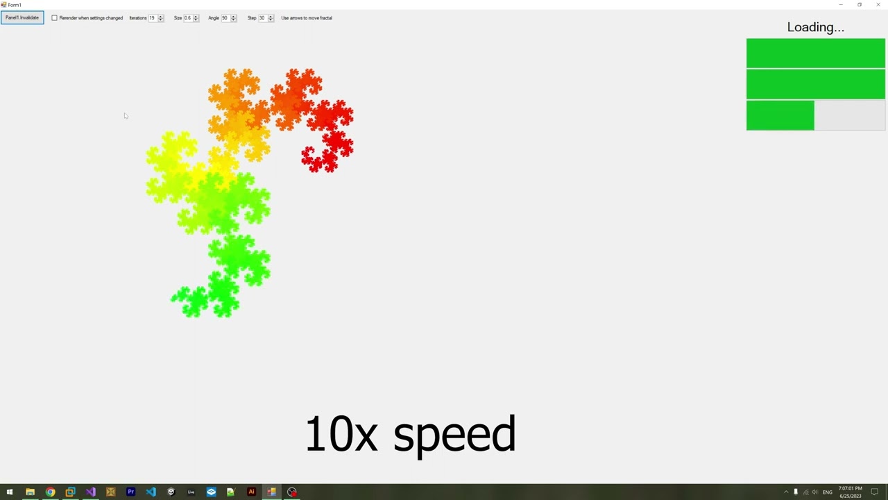 Rendering a 19th generation dragon fractal