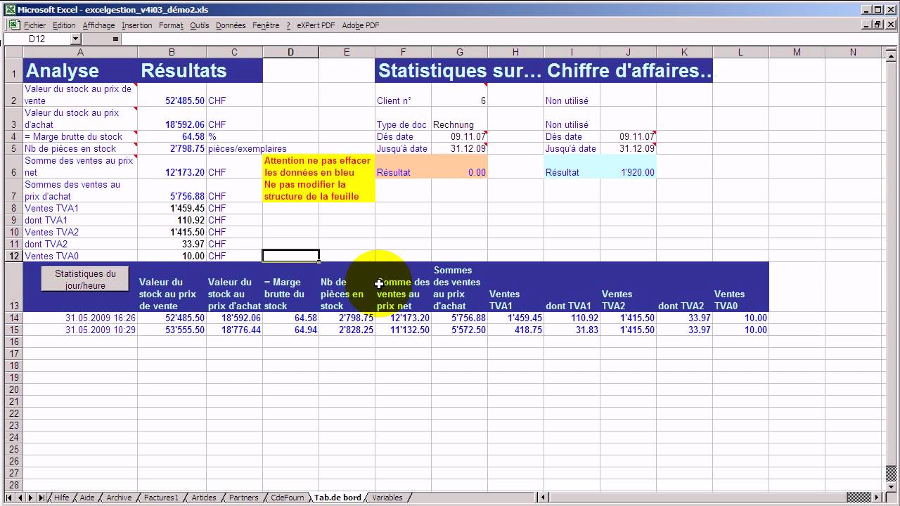 Excelgestion, programme de facturation Factures sur Excel