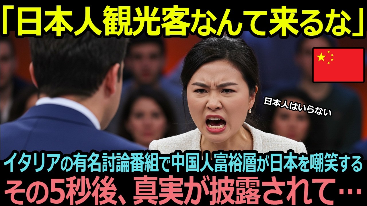 「日本人観光客なんて来るな」イタリアの有名討論番組で中国人富裕層が日本を嘲笑するがその5秒後、真実が披露されて…【海外の反応】