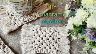 Full DIY Macrame Coaster - simple tutorial | square macrame coaster | boho home decor | DIY craft Update