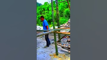 Amazing skill of splitting bamboo very easily #shorts
