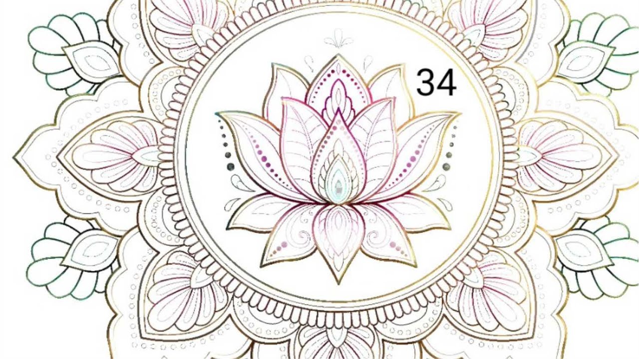Beautiful mandala design with lotus flowers | Coloring Games