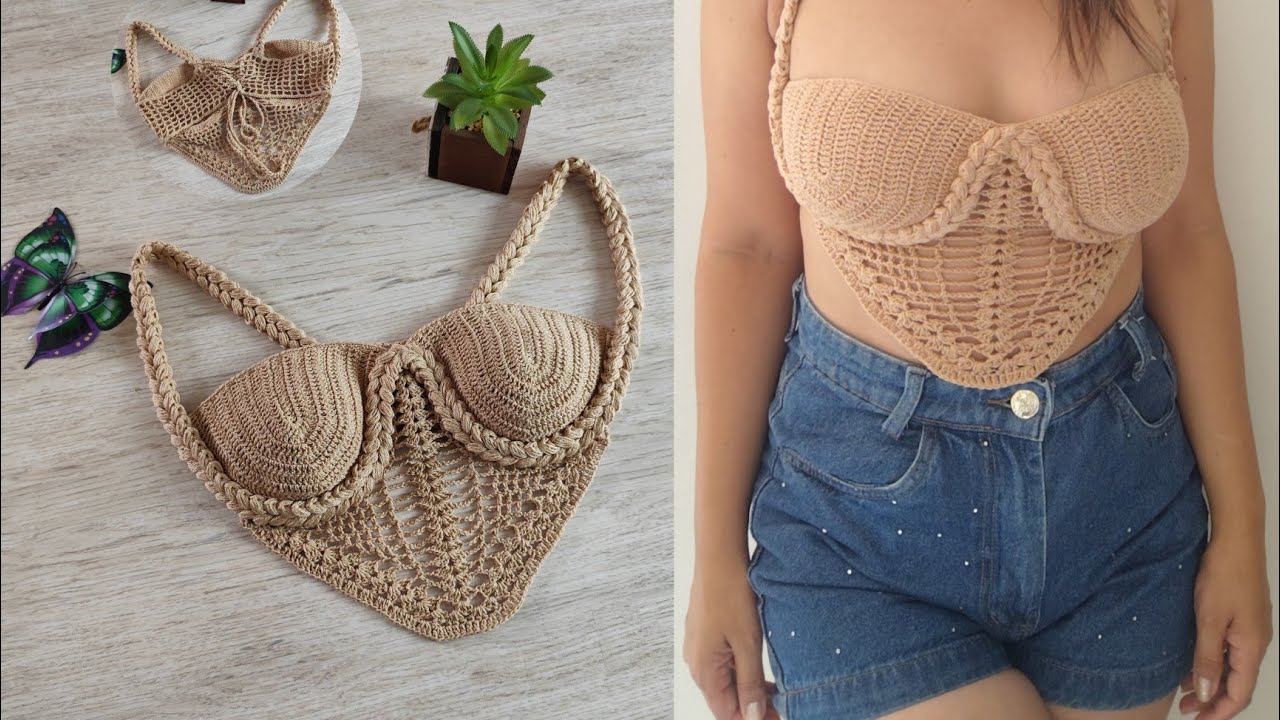 Cropped Corset de Crochê detalhe trança (PP ao GG)