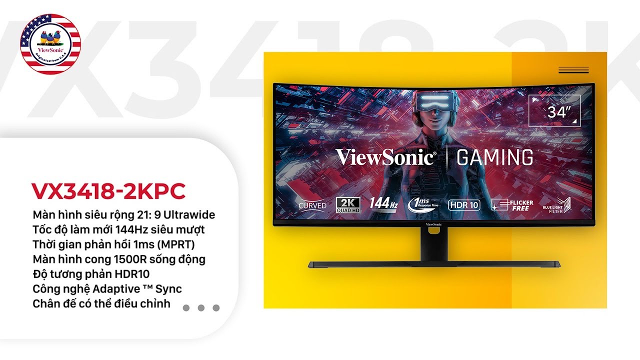 Màn hình Gaming cong ViewSonic VX3418-2KPC