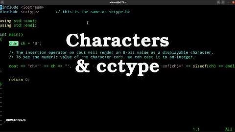 The character data type & cctype (aka ctype.h)