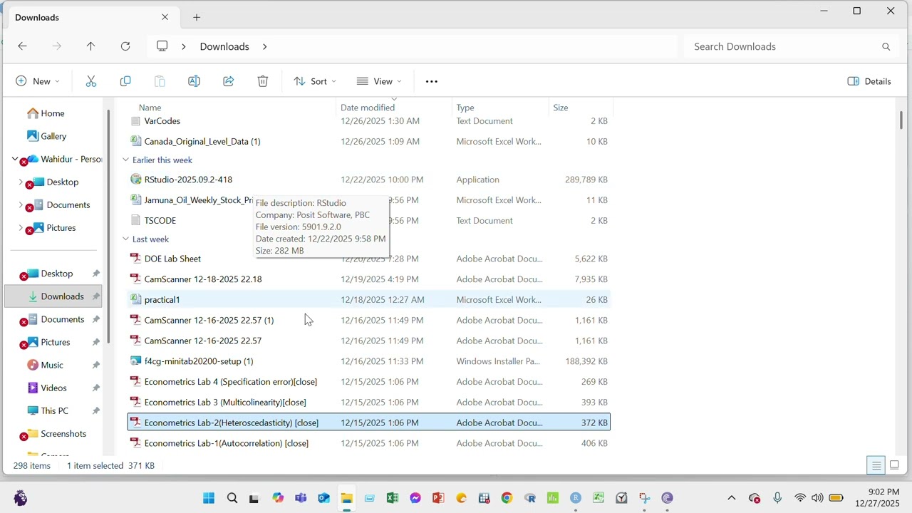 All of Econometrics Lab in Rstudio