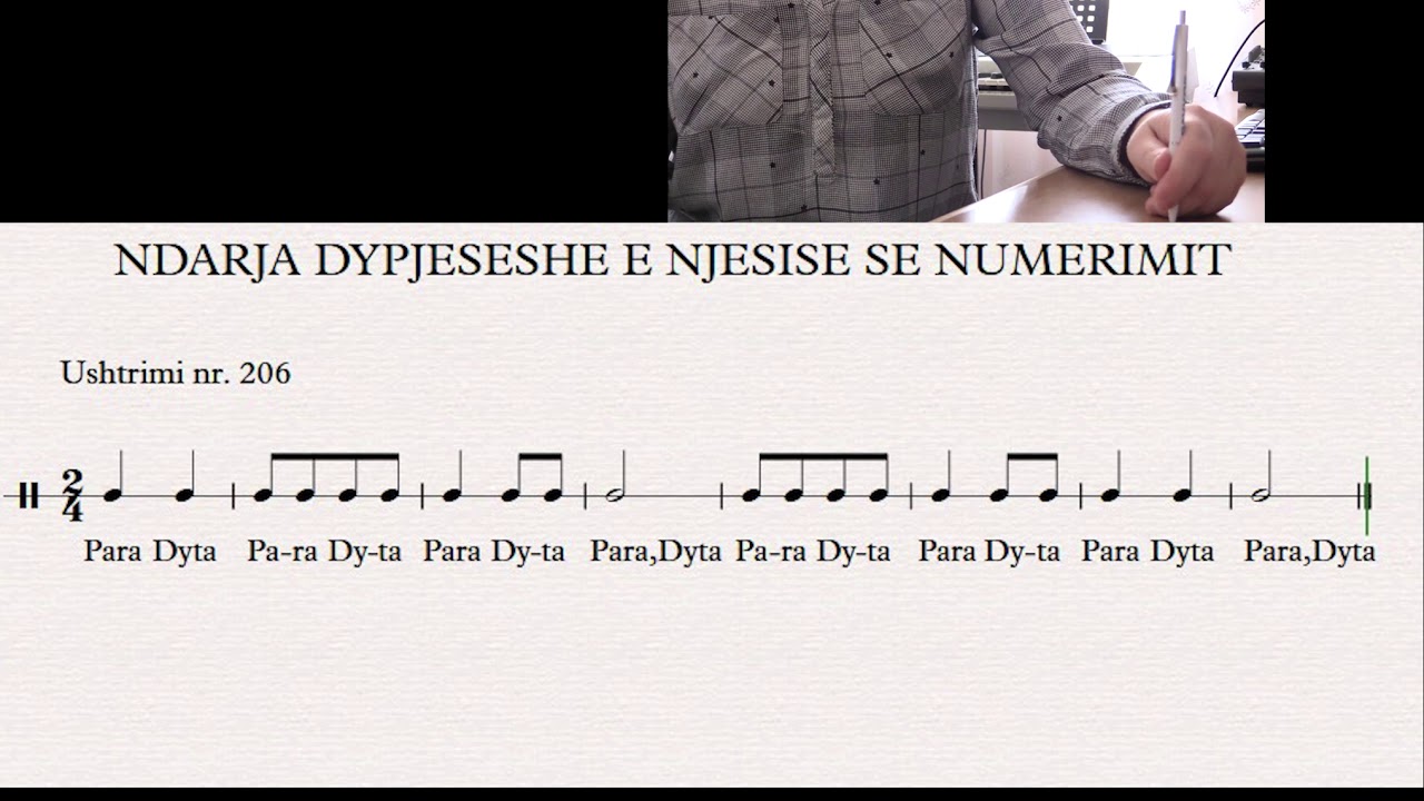 Klasa e pare - ora e dyte, ushtrimet ritmike 206 - 209 ne trokitje