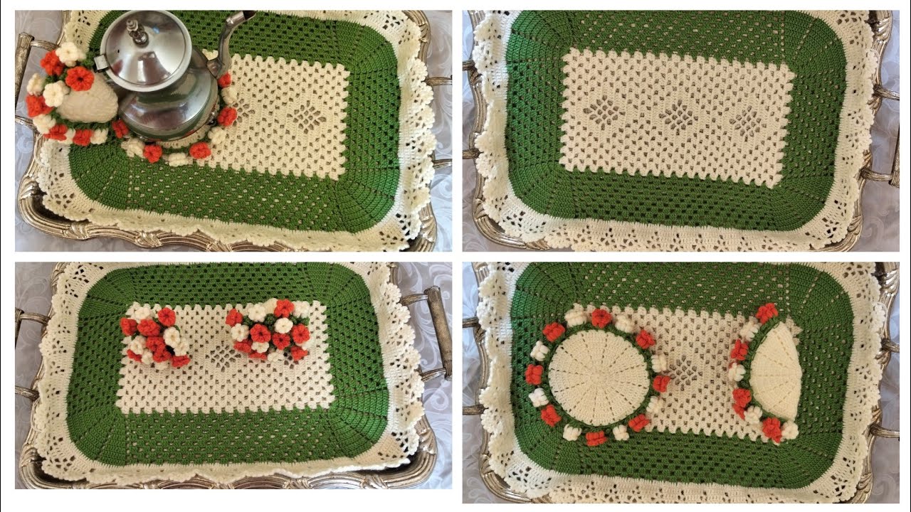 كاش بلاطو بالكروشي جديد مفراش بلاطو طريقه عمل سهله للمبتدئات الجزء الاخير crochet 🧶🧶 crochet