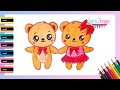 Cómo dibujar OSOS ENAMORADOS kawaii fácil - Paso a paso