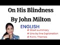 On his Blindness by John Milton English summary