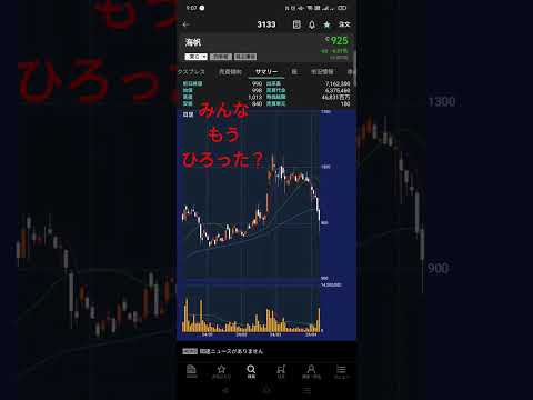 爆益待機中おすすめ銘柄（3133）#おすすめ銘柄 #スイングトレード #デイトレード #日本株投資 #短期トレード #海帆 #太陽光発電 #飲食 #新時代 #M&A #トンピン銘柄 #小型株
