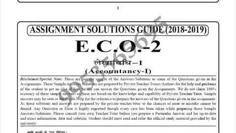 ECO-2 solved assignment 2018-19 | Accountancy-1