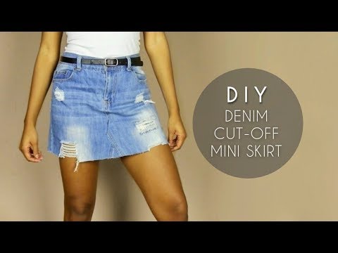 DIY Denim Cut-Off Skirt (NO SEWING)