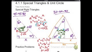 4.1.1 Special right triangles and the unit circle