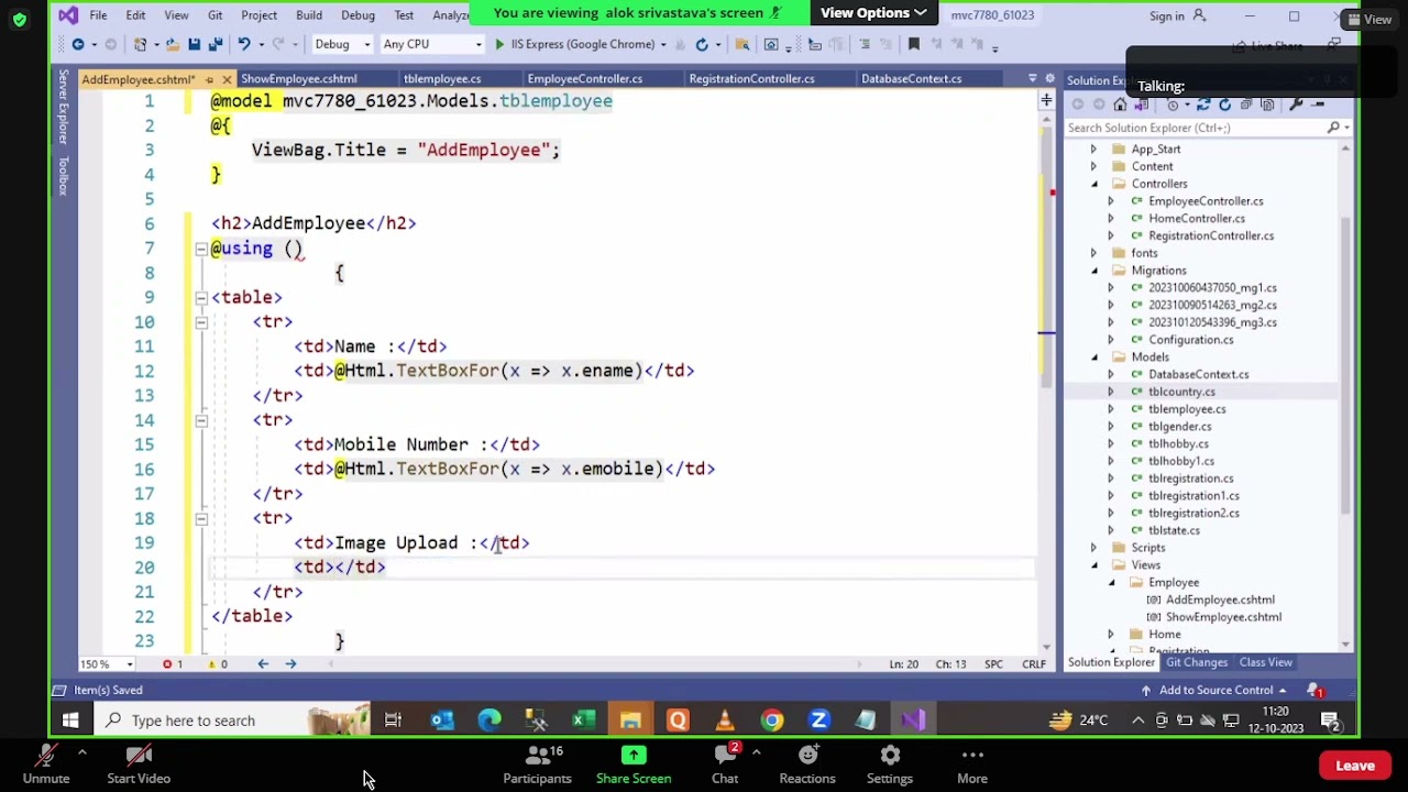 Image upload using Razor MVC