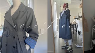 Vlog |Trench coat sewing | Vogue pattern (V9367) | Made cute marshmallow cookies🧸🍪